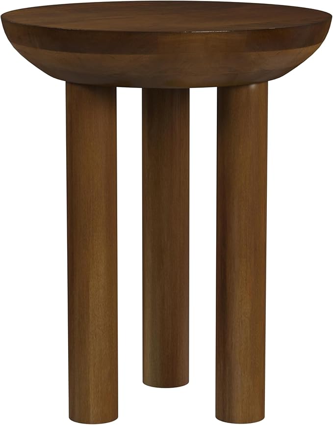 HomePop Walnut Mango Wood 3-Leg End/Side Round Table - Image 7