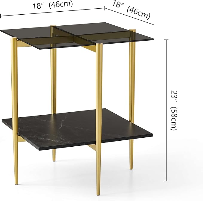 Glass End Table, Mid-Century Modern Design Sofa Table, - Image 2