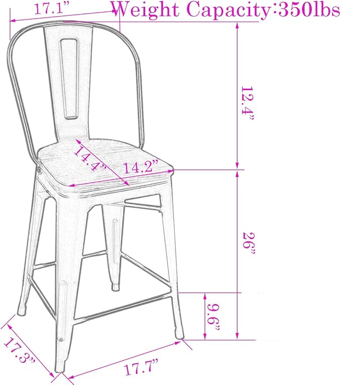 Changjie Furniture 26 Inches Bar Stools, Counter Height Bar Stools - Image 3