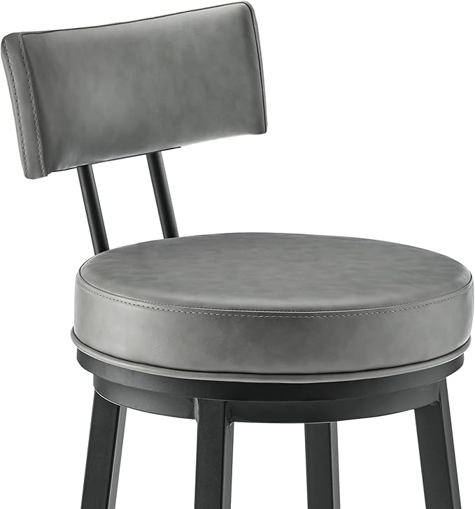 Armen Living Dalza Swivel Counter or Bar Stool in Black Finish - Image 8