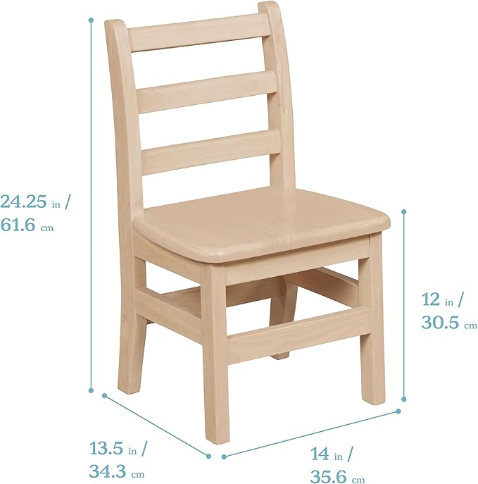 ECR4Kids 24in x 48in Rectangular Hardwood Table and Chair Set, 12in Seat Height - Image 6
