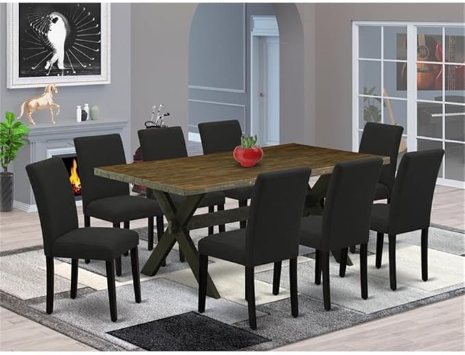 East West Furniture X677AB624-9 9 Piece Dining Table Set Includes a Rectangle - Image 2