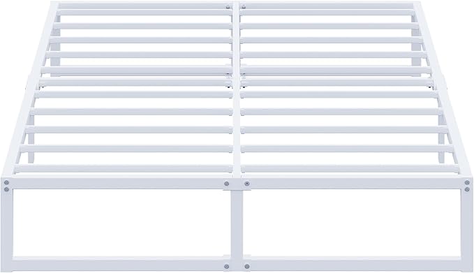EMODA 12 Inch Full Size Bed Frame, Metal Platform White Bed Frame Full No Box - Image 7