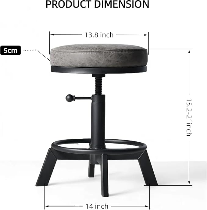 Industrial Bar Stools-Standard Height Chairs-Swivel Pu Seat-Kitchen Island - Image 3