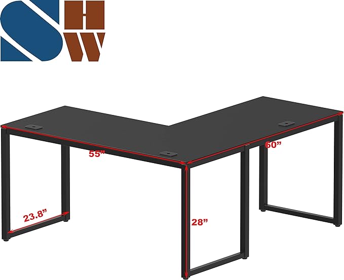 SHW 55 x 60 Inches Commercial-Grade L-Shape Corner Office Computer Desk - Image 3