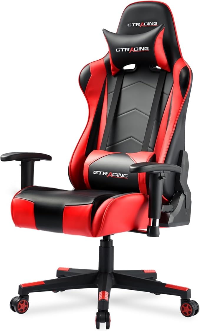 GTRACING Gaming Chair with Reclining Backrest, Adjustable Height and Swivel Base by GtracingDirect