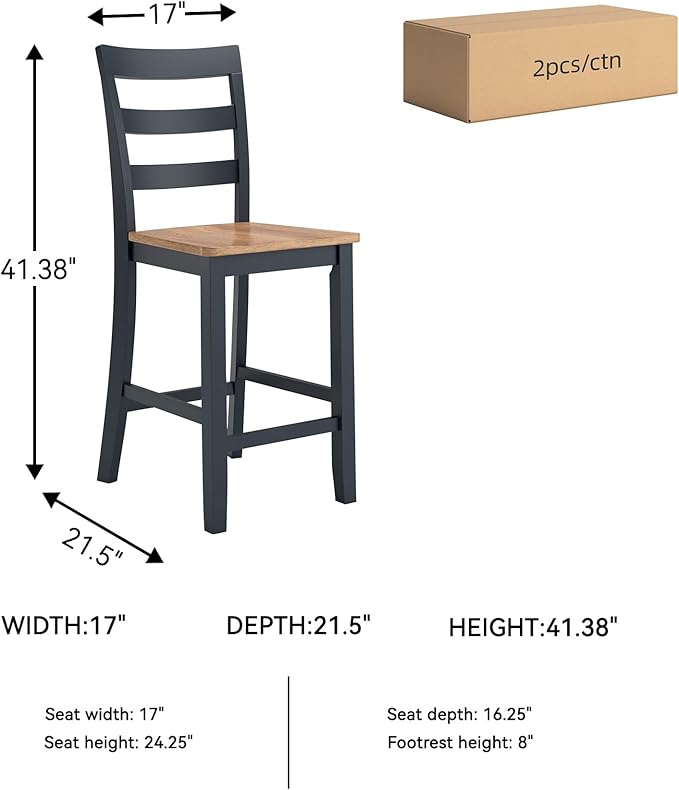 Signature Design by Ashley Gesthaven Solid Wood Frame Counter Height Barstool - Image 3