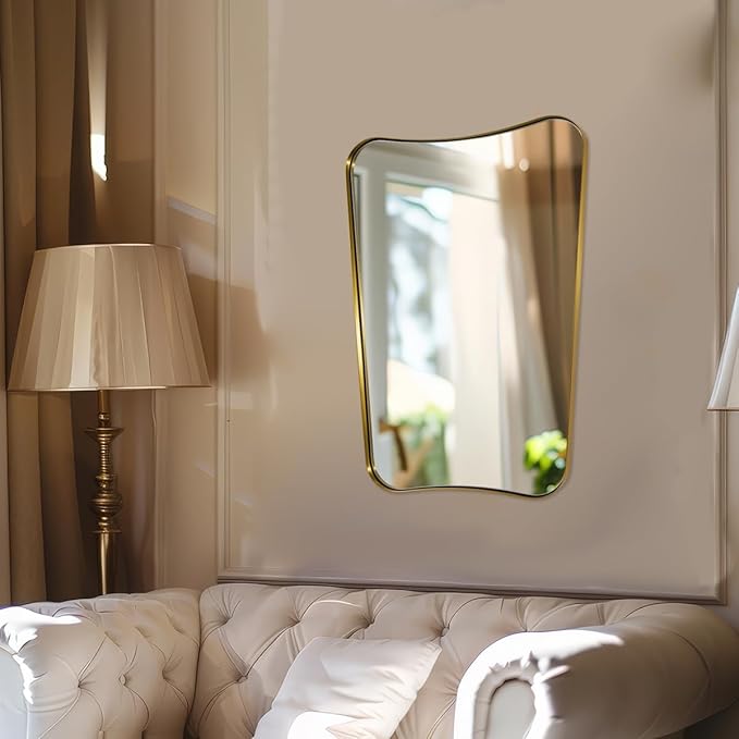 24"x32" Bathroom Vanity Mirror, Brushed Gold Wavy Mirror - Image 8