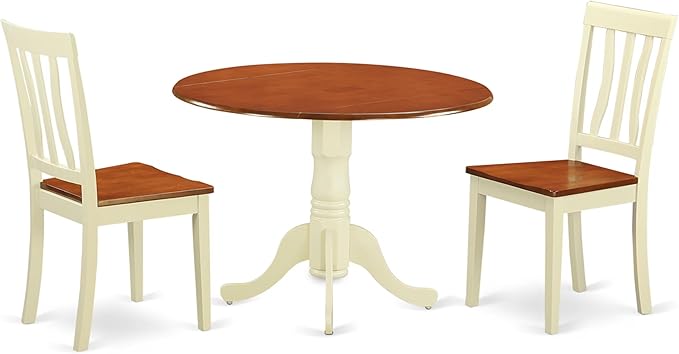 East West Furniture DLAN3-BMK-W 3 Piece Dinette Set by EastWestFurniture