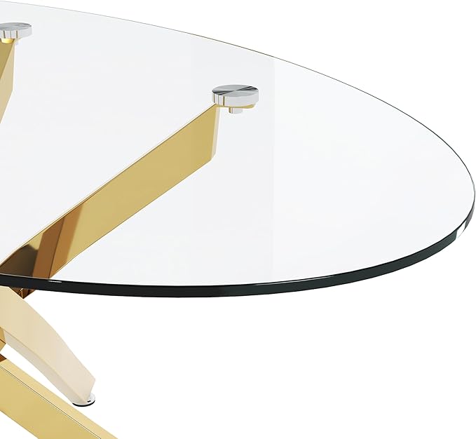 Glass Coffee Table with Chromed Legs, Oval Modern Living Room Center Table - Image 5