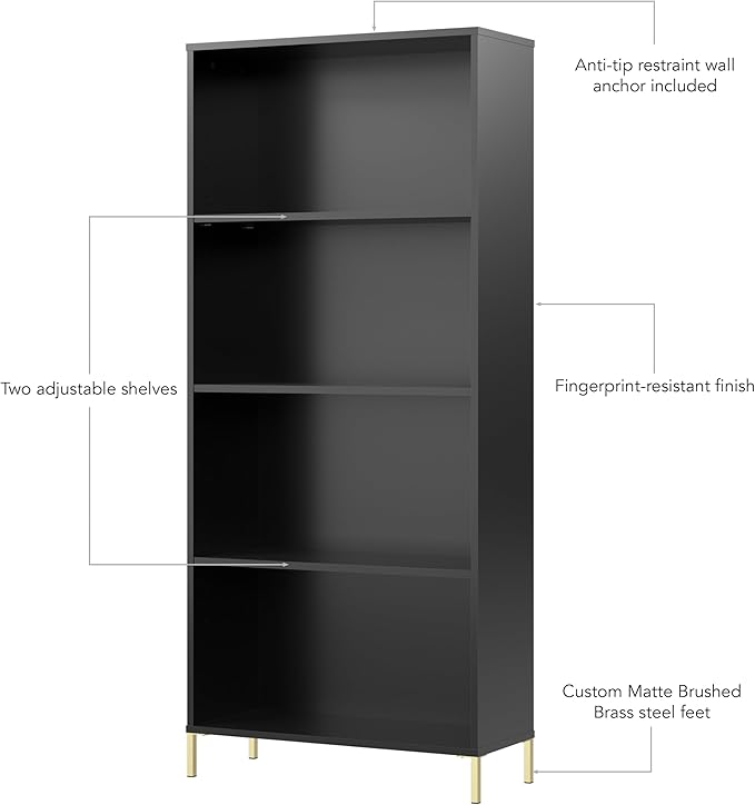Bush Home Essence 4 Shelf Bookcase, Living Room Furniture, Essence Collection - Image 7