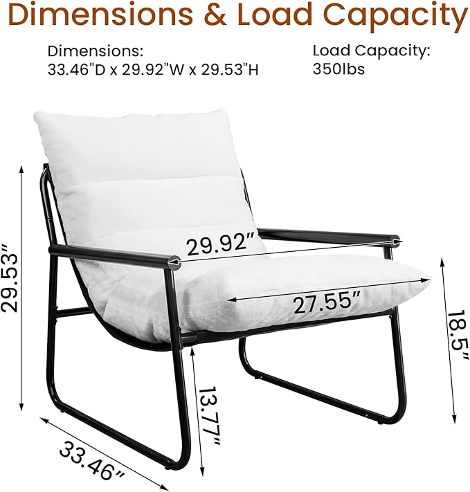 Plush Modern Accent Chair Single Comfy Chair - Image 2