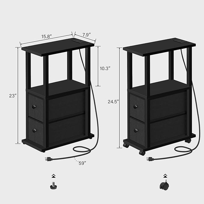 TUTOTAK Small Narrow End Tables, LED Side Tables - Image 3
