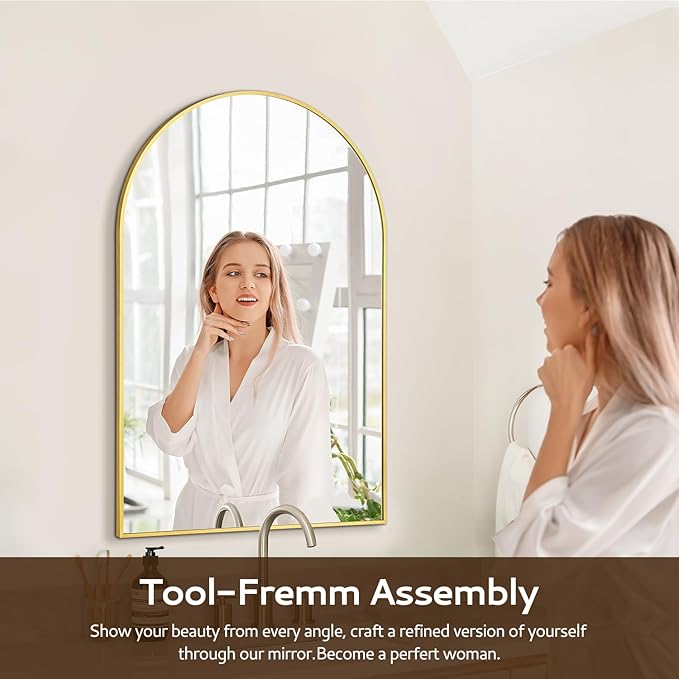 Arched Wall Mirror 20"X30", Modern Farmhouse Mirror Wall Mounted, Curved Arch - Image 6