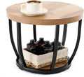 Round Coffee Table, 2-Tier Circle Wood Coffee Table by CroBlissful