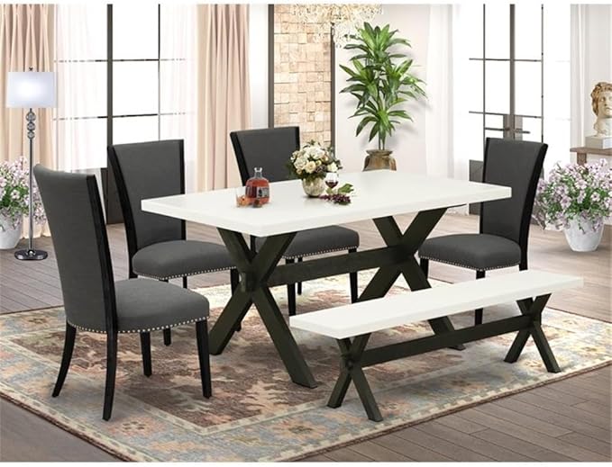 East West Furniture X626VE650-6 6 Piece Dining Set Contains a Rectangle Dining - Image 2
