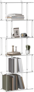 Acrylic Geometric Bookshelf, 6-Tier Clear Bookcase, S Shaped Bookshelf by CRTERICX
