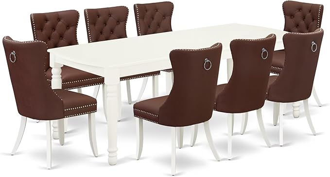 East West Furniture DODA9-LWH-26 9 Piece Modern Dining Table Set Consists of a by EastWestFurniture