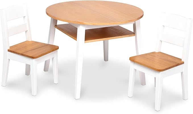 Melissa & Doug Wooden Round Table and 2 Chairs Set – Kids Furniture - Image 4