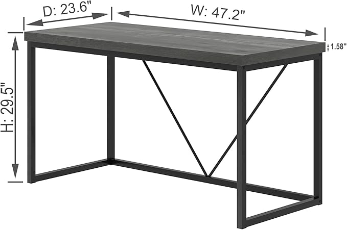 EXCEFUR Modern Computer Desk, Small Home Office Desk, Wood and Metal Writing - Image 2