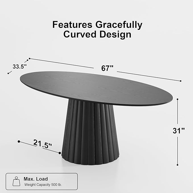 Casaphoria 67" Oval Dining Table, Modern Wood Kitchen Table - Image 2