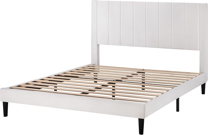 SHA CERLIN Full Bed Frame/Velvet Upholstered Platform Bed Frame - Image 8