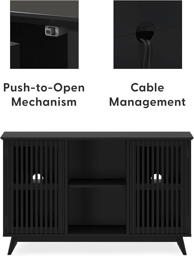 Plank+Beam Mid-Century Modern Wood TV Stand, Solid Wood Entertainment Console - Image 5