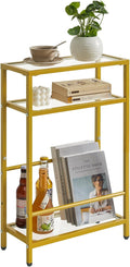 IBUYKE Glass End Table for Small Space, Narrow Side Tables by IBUYKE