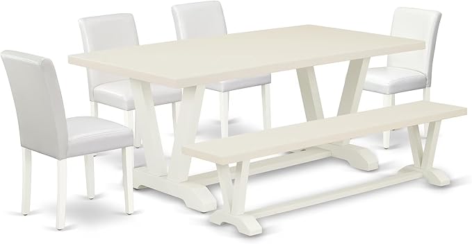 East West Furniture V027AB264-6 6 Piece Dining Set Contains a Rectangle Dining by EastWestFurniture