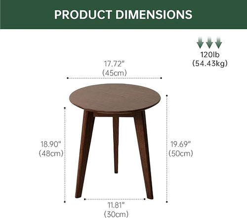 100% Solid Oak Round Side Table, Small Bedside Table - Image 2