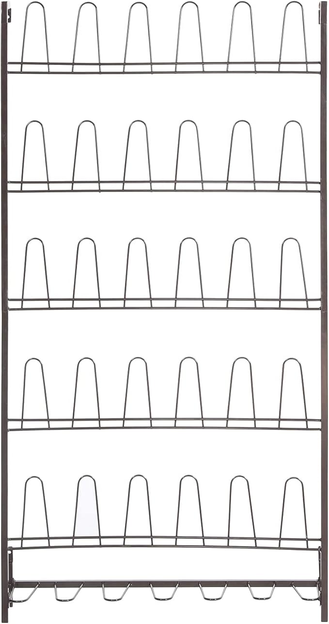 MyGift 5-Tier Wall Mounted Dark Brown Metal 18 Pair Boot and Shoe Storage Rack - Image 5