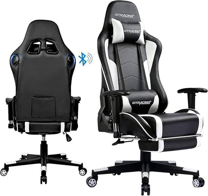 GTRACING Gaming Chair with Footrest Speakers Video Game Chair Bluetooth Music - Image 8
