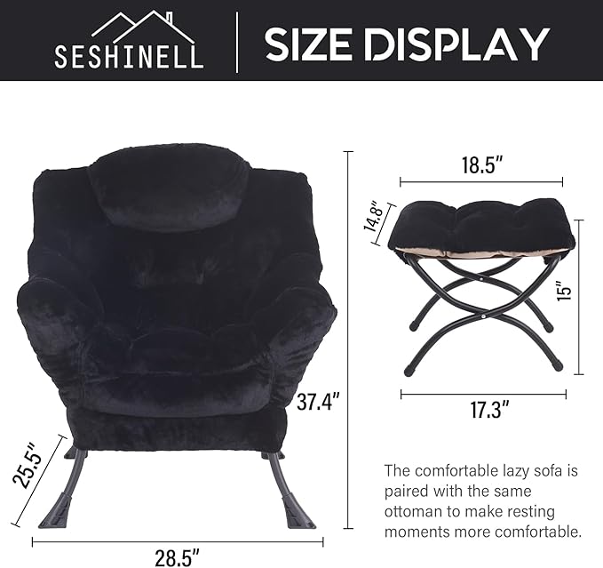 Lazy Chair with Ottoman, Modern Accent Chair Lounge Leisure Sofa Chair with - Image 3