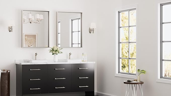 Keonjinn 24 x 32 in Brushed Nickel Bathroom Mirror - Image 2