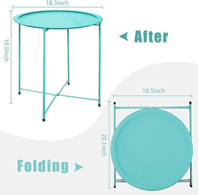 Garden 4 you End Table Set of 2, Outdoor Side Table, Small Patio Table Metal - Image 3