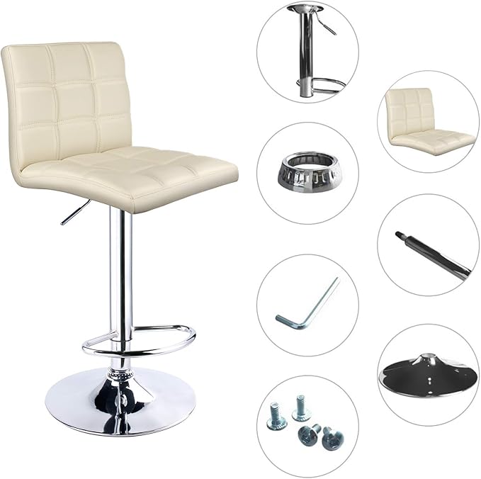 Leopard Modern Square PU Leather Adjustable Bar Stools - Image 4
