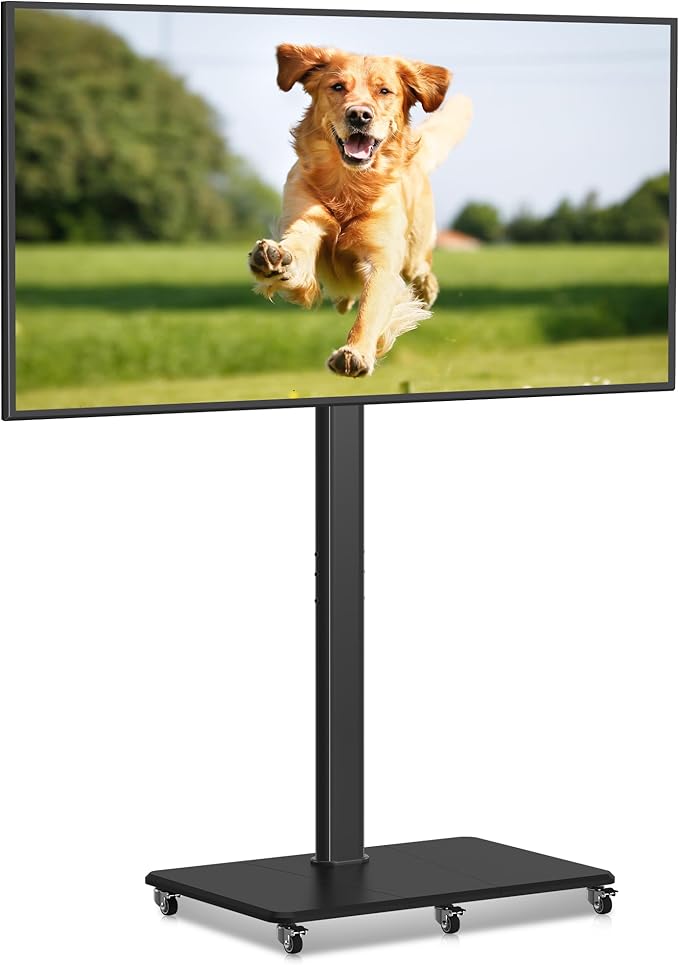 Tall Floor TV Stand for 32-75" TV Portable Rolling TV Cart by XINLEI