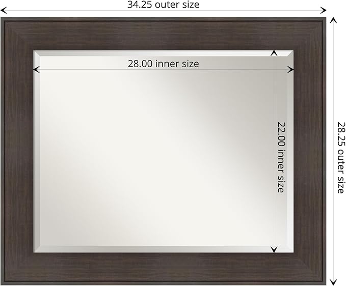 Amanti Art Brown Wall Mirror 28x34 William Rustic Woodgrain Rectangle Bathroom - Image 4