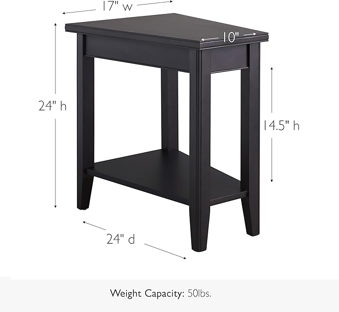 Leick Home Laurent End Table, Solid Wood, Narrow Wedge Shape, Bottom Display - Image 3