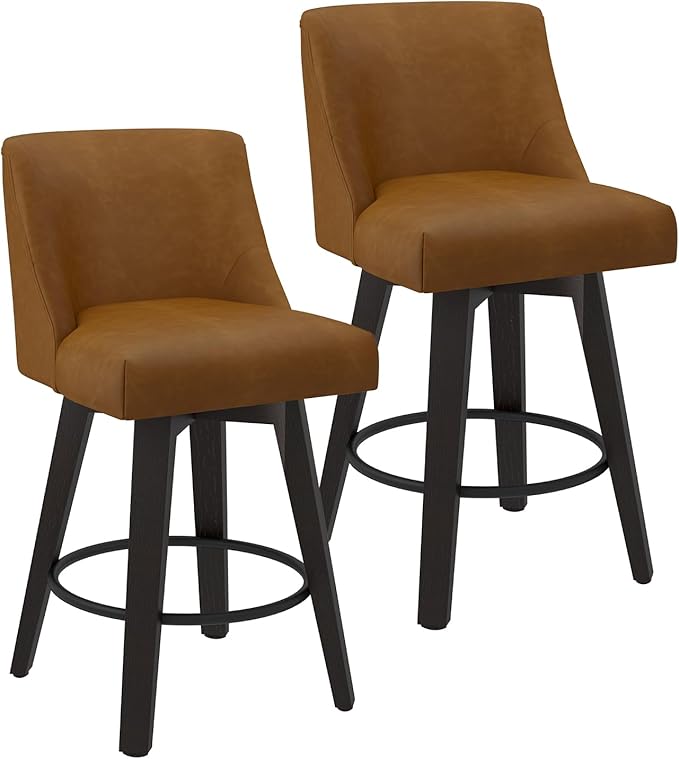 Counter Height Swivel Bar Stools Set of 2, 26 Inch Bar Stools by AMICLIBER