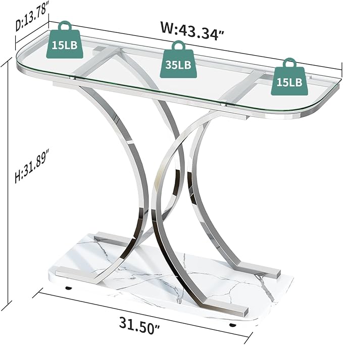 O&K FURNITURE Silver Glass Console Tables - Image 2