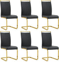 Modern Dining Chairs Set of 6, High Back Black Kitchen Chairs, Faux Leather by Gopop