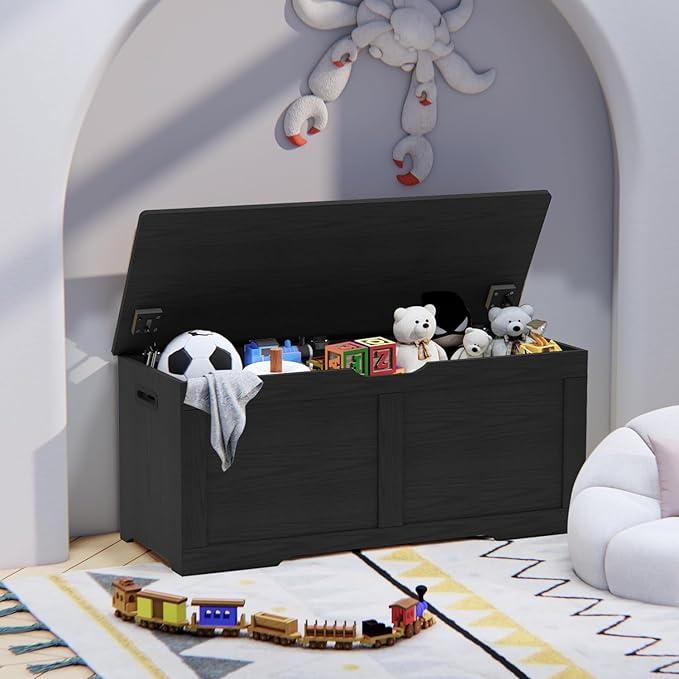 39.4" Storage Chest, Wooden Storage Bench, Lift Top Toy Chest - Image 2
