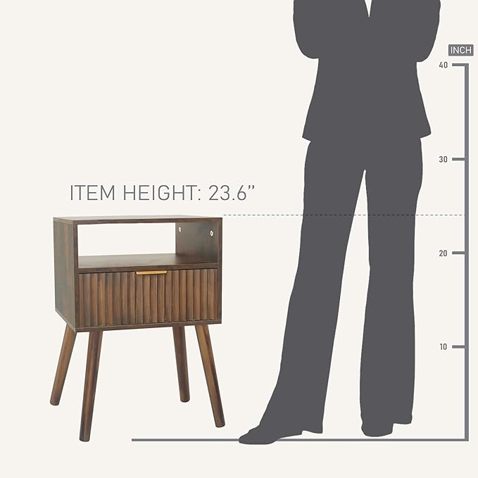 Walnut Nightstand, Wooden Bedside Table - Image 7