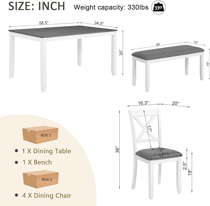 KEIKI 6-Piece Standard Height Dining Table Set - Image 3