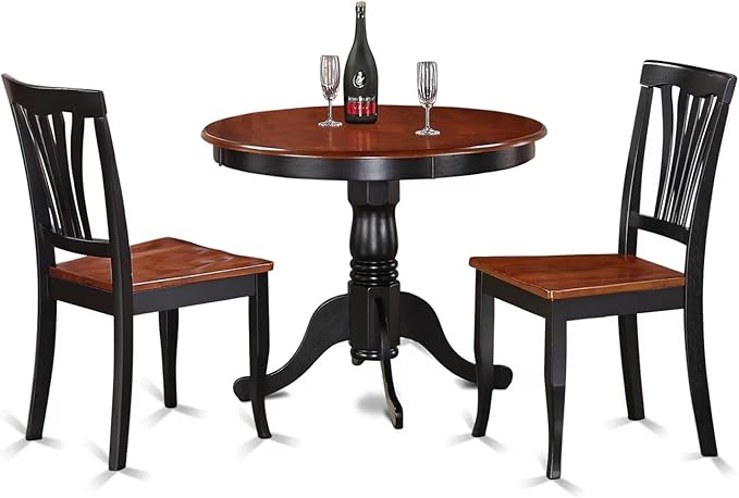 East West Furniture ANAV3-BLK-W 3 Piece Kitchen Table Set by EastWestFurniture