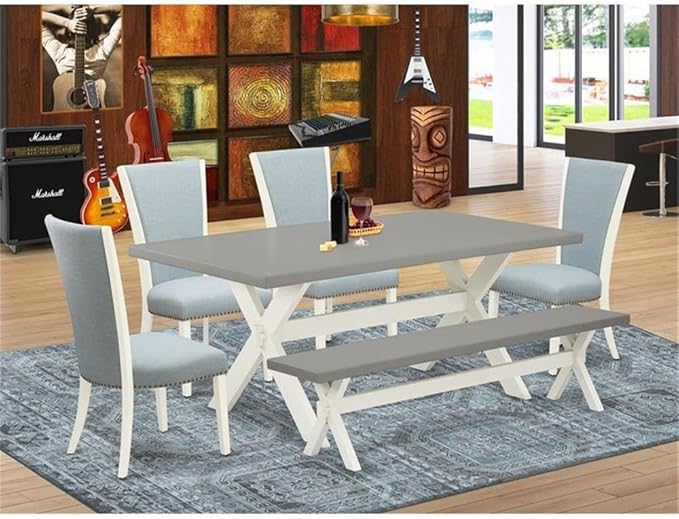 East West Furniture X097VE215-6 6 Piece Kitchen Table Set Contains a Rectangle - Image 2