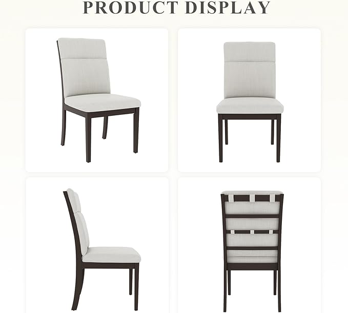 COLAMY Wooden Dining Chairs Set of 6, Modern Fabric Upholstered Kitchen Side - Image 5