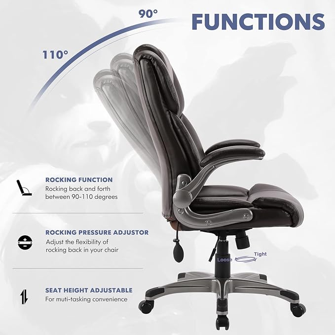 COLAMY High Back Executive Office Chair- Ergonomic Home Computer Desk Leather - Image 8