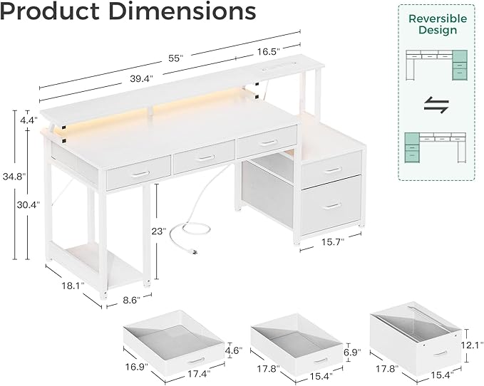 AODK 55 Inch Computer Desk - Image 3